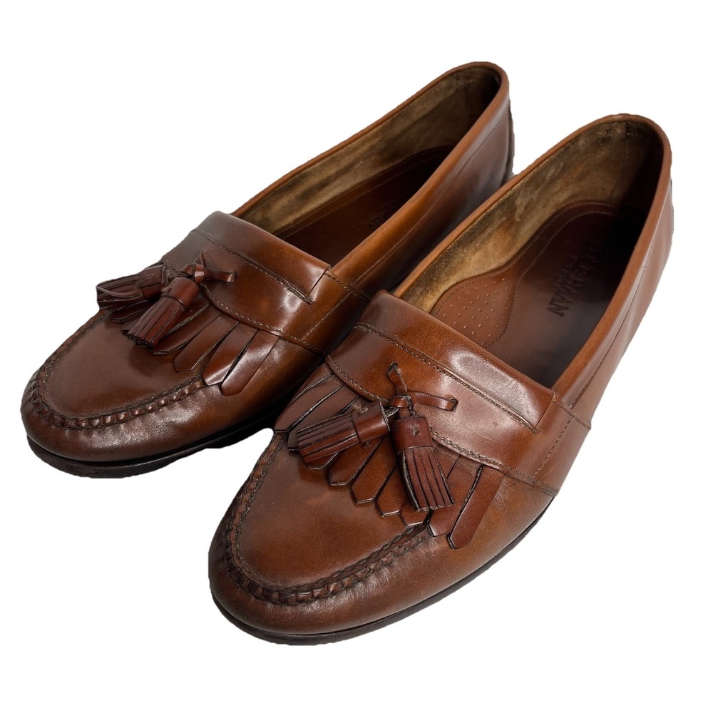 Cole Haan Shoes Mens 9.5 Brown Leather Kiltie Tassel Loafers Dress Party Preppy